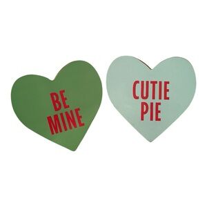 Wooden Heart Cutout, Conversation Hearts, Valentine’s Day decor -Set of Two